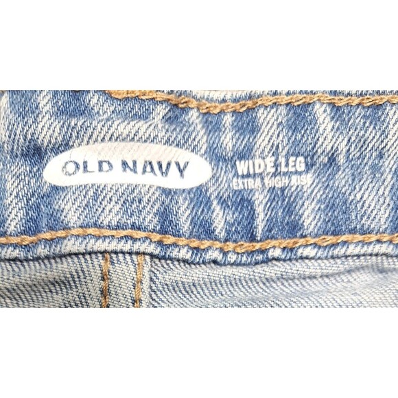Old Navy Jeans Womens Sz 12 Wide Leg Denim Blue Stretch Extra High Rise - Picture 7 of 13